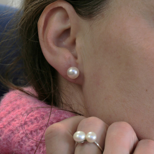 Perlové náušničky - Kiki rose 8 mm