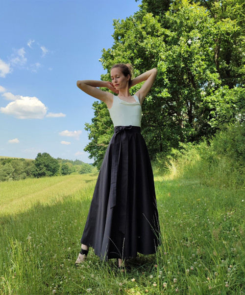Dlouhá Kolová Sukně Černá