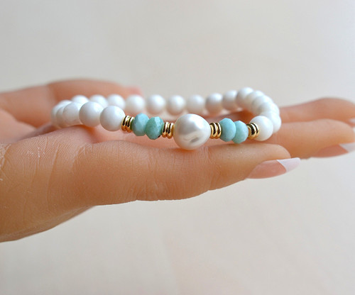 Zéva*Larimar*Keshi PERLA*náramek