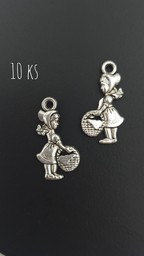 Přívěsek Červená Karkulka 22x12 mm, 10 ks