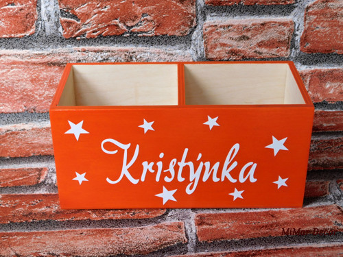 Dřevěný pastelkovník se jménem oranžový