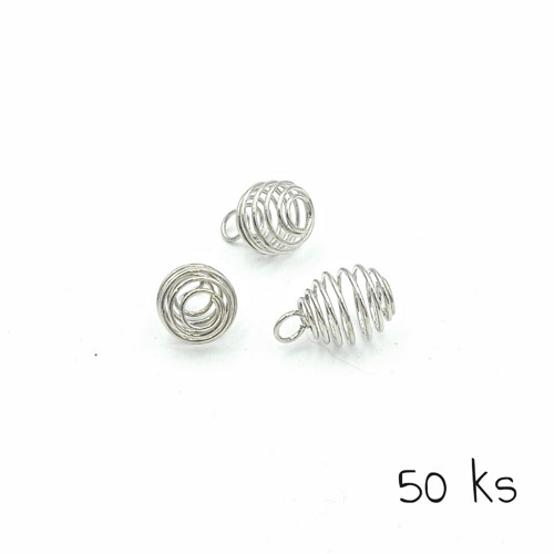 Platinová klec na korálky s očkem 8x10 mm, 50 ks
