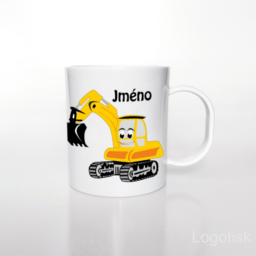 Plastový hrnek pro děti Bagr a jméno na přání