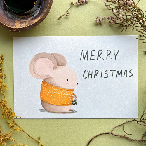 Pohlednice Little Mouse is wishing you Merry Chris
