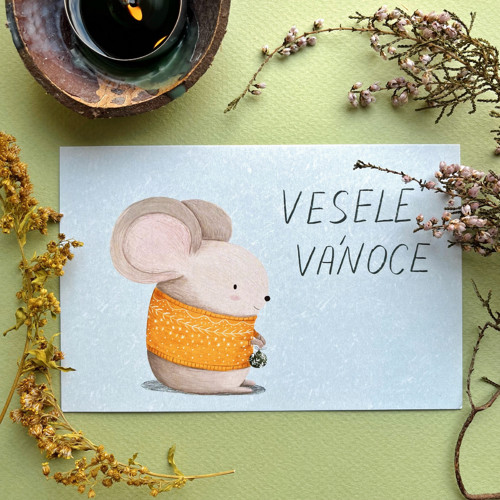 Pohlednice Myšička přeje Veselé Vánoce
