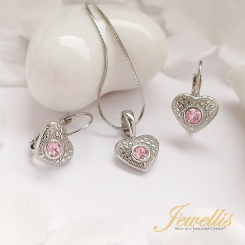 Ocelový srdíčkový set s krystaly Swarovski