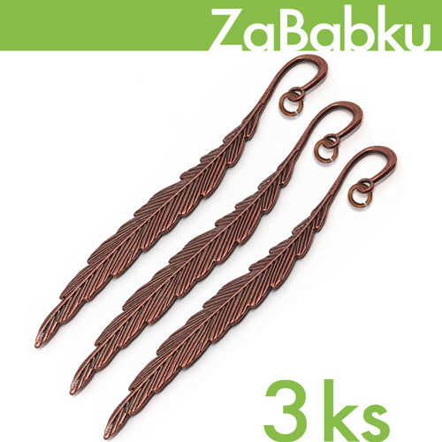 3 ks / Záložka peříčko staroměď