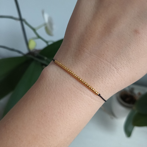 Náramek BASIC SILK Luxury 24K Gold edition - black