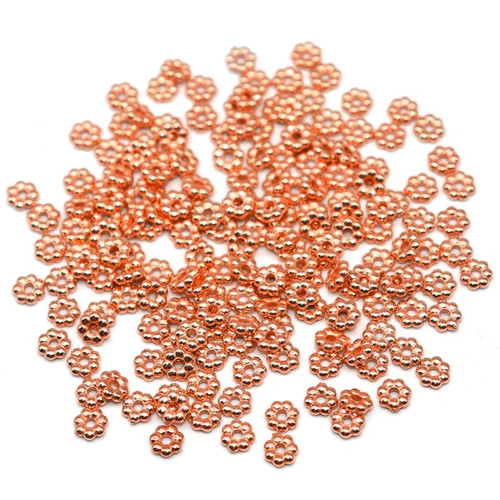 Plochá kytička - mezidíl zlato růžové 4mm,20/100ks