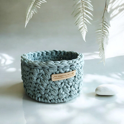 Háčkovaný košík Ø 12.5 | Dusty Mint