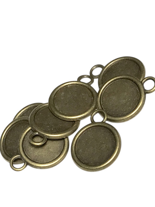 Oboustranné lůžko 11mm-přívěsek bronz-10ks