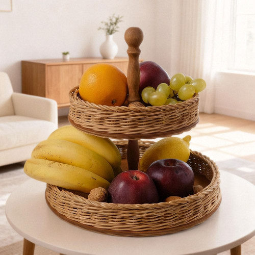 Dvoupatrový etažér Klasik ø 28 cm/ 20 cm - medový