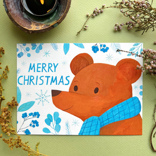 Christmas postcard Little bear