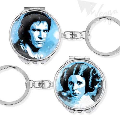 Mini zrcátko klíčenka / 1ks / Leia + Han Solo
