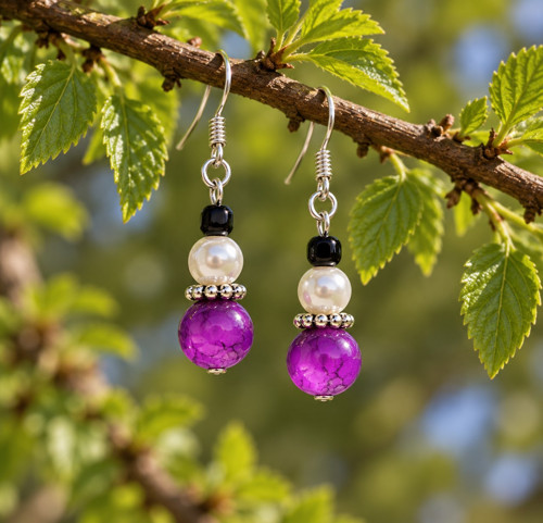 Náušnice Fialové žíhané