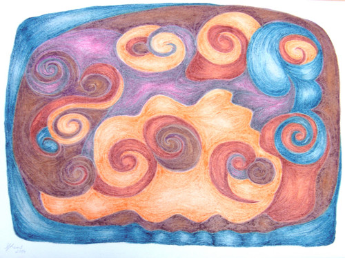 Autorský meditační obraz Cesta, suchý pastel