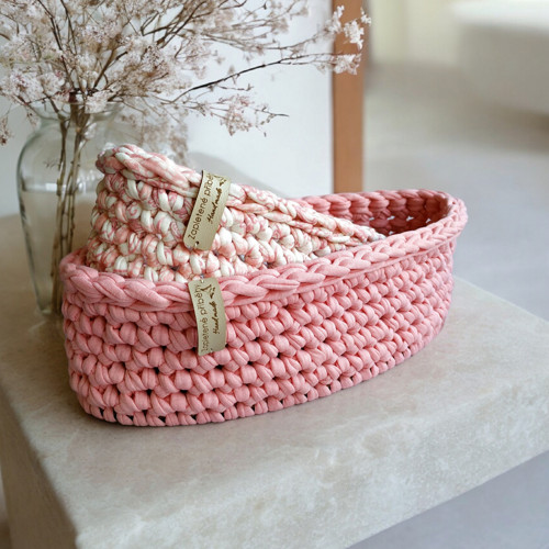 Háčkované košíky | set Pink Shelly & Yogurt