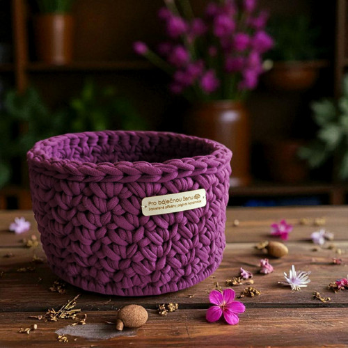 Háčkovaný košík Ø 15 | Plum Plum