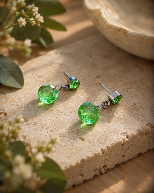 Náušnice - Swarovski Classic Cut zelené