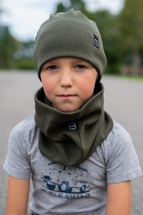 Žebrovaný nákrčník KHAKI