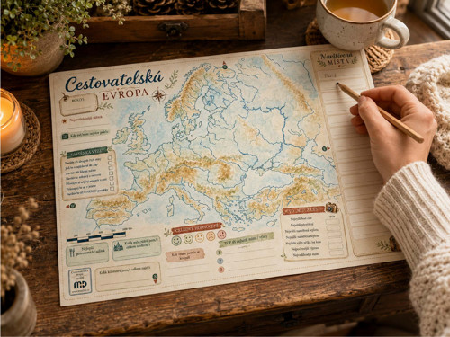 Cestovatelská mapa - Evropa, A3, na stůl