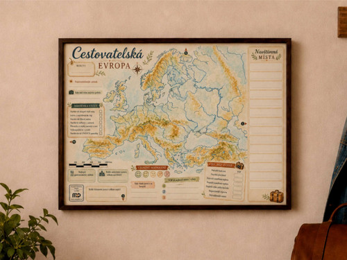 Cestovatelská mapa - Evropa, A3, na zeď — foto 1