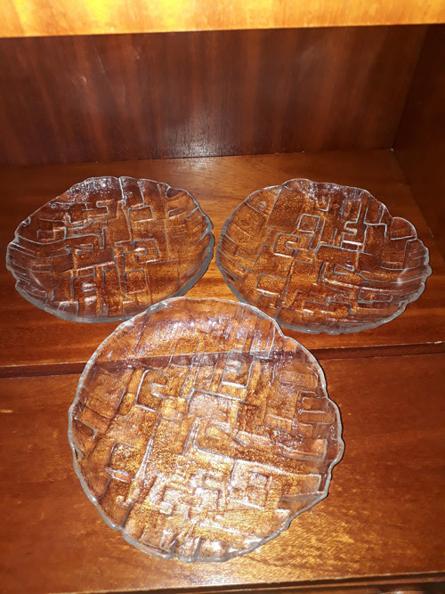 3 x skleněné talíře soubor Město
