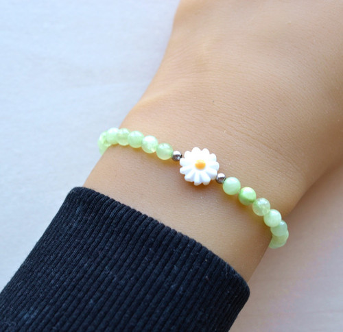 JADEIT FLOWER 0.4*KOPRETINA PERLEŤ*jemný náramek