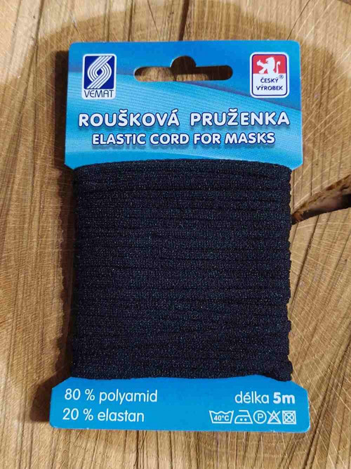 Kulatá pruženka roušková Ø2,5 mm měkká černá
