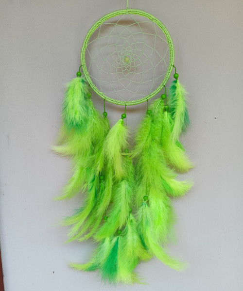 Lapač snů - Ø16 cm - zelený neon s jadeitem