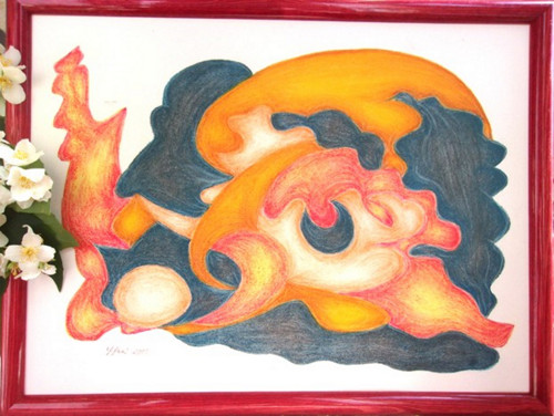 Autorský relaxační obraz Úsvit, suchý pastel