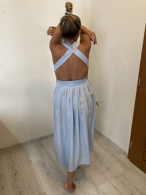 Baby Blue Ľanové šaty ,, Marilyn,,