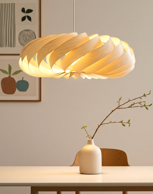 L14B80, Ø 80 cm Visící lampa z březové dýhy