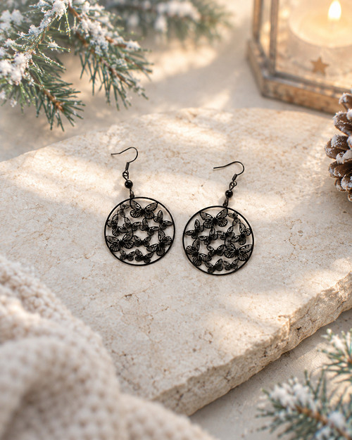 Náušnice černé motýlkové