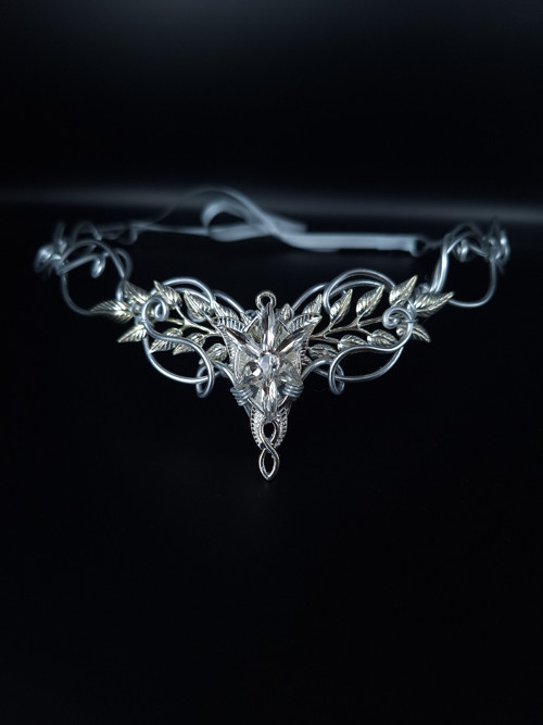 Elfská listečková •tiara• silver — foto 1