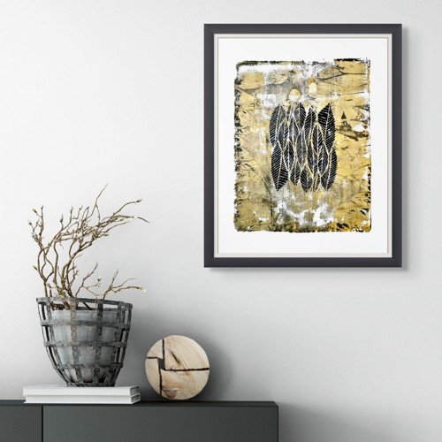 ZLATOLIST, originální obraz 50 x 65 cm