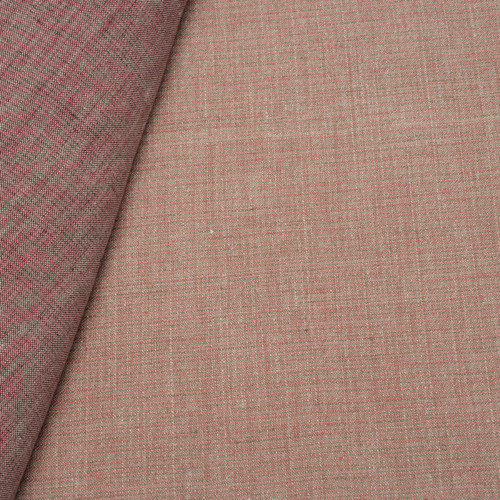 Vzor kepr-plátno, růžová s khaki 2/2,180g/m2, len