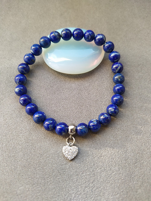 Náramek LAPIS LAZULI*srdíčko - 0,7 cm