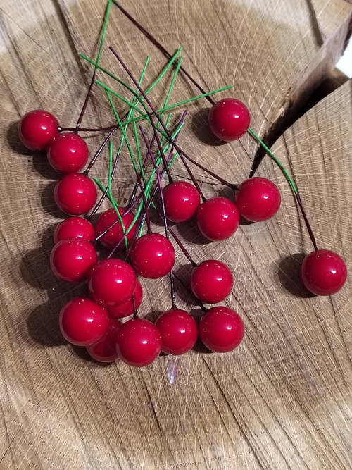 Kuličky / bobule na drátku Ø1,2 cm 20 ks