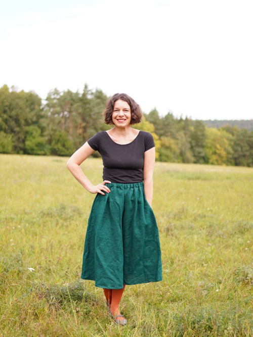 Kalhotová sukně - tmavě zelená
