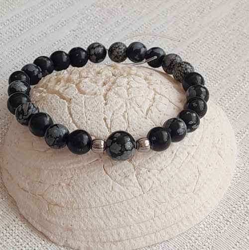 Minerální náramek. Obsidian.