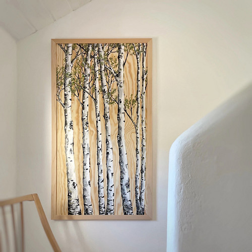 Obraz Břízky - v dřevěném rámu 120 × 60 cm