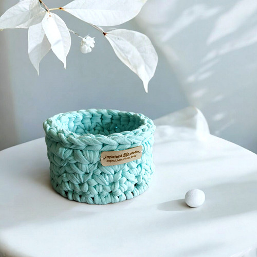 Háčkovaný košík Ø 10 | Ice Mint — foto 1