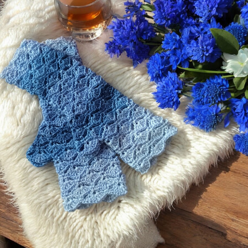Bezprstové rukavice modré batik — foto 1