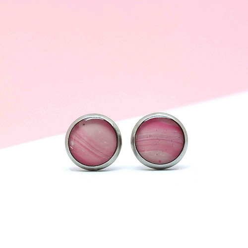 Něžné růžové pecky z chirurgické oceli (10 mm)