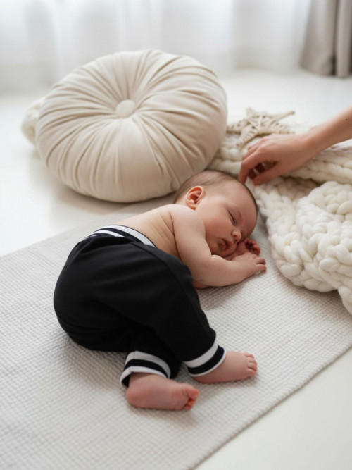 Dětské tepláky, baggy černé 3-6m