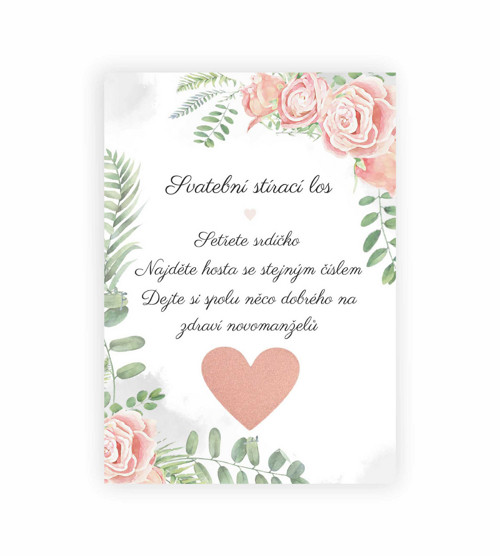 Svatební stírací los - rose