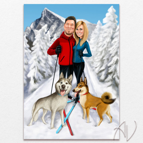 2 Osoby a 2 Zvieratká + Pozadie 》karikatúra