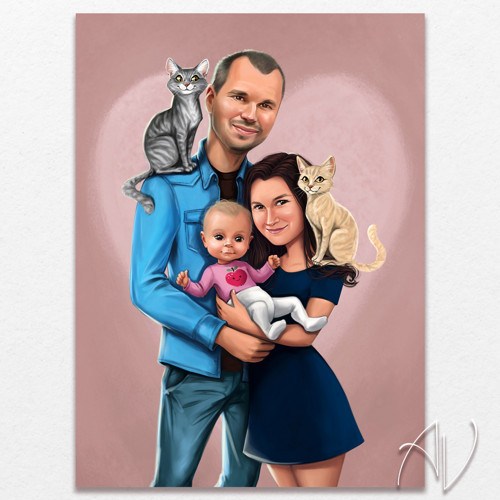 3 Osoby a 2 Zvieratká 》karikatúra — foto 1