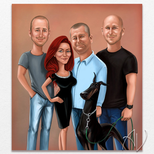 4 Osoby a Zvieratko 》karikatúra